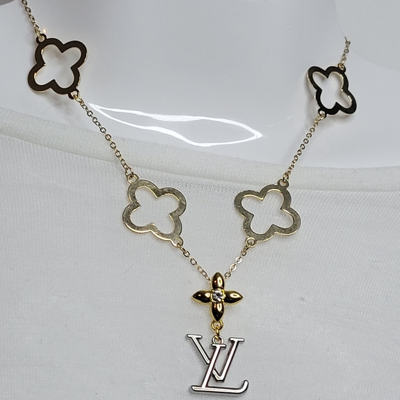 Gold Plated 16"-18" Necklace, Louis Vuitton Silver/Gold Zip Pull, Custom Made - Picture 2 of 2